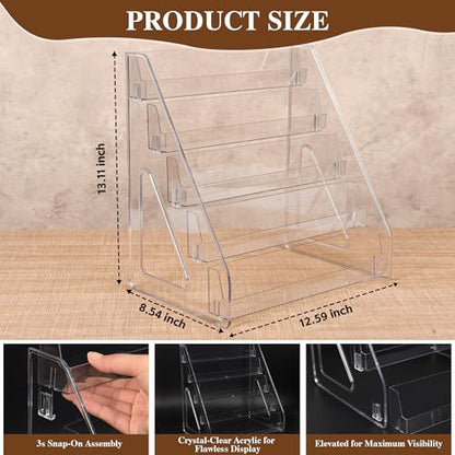 Elevated 5 Tier Clear Acrylic Card Display Stand for Trading Cards (25 card slots)