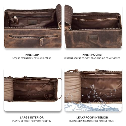 Full Grain Leather Toiletry Bag for Men & Women