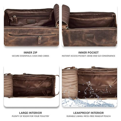 Full Grain Leather Toiletry Bag for Men & Women