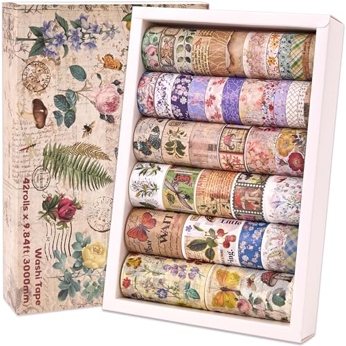 42 Rolls Vintage Washi Tape Set (42 Count)
