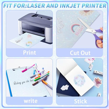20 Sheets Printable Holographic Sticker Paper