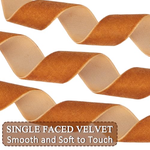 20yd 1" Khaki Velvet Ribbon Single Faced for Crafts (2 Count)