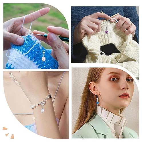 1 Box 24Pcs Crochet Stitch Markers Knitting Markers Pearl Knitting Markers Charms Metal Pearl Leverback Knitting Charms for Knitting Weaving Sewing Needleworks Women Adults DIY Crafts (24 Count)