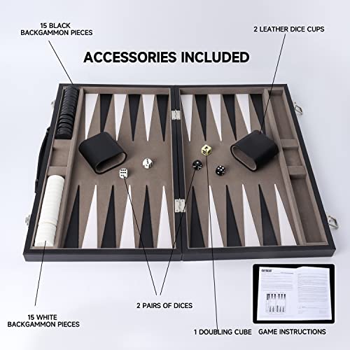 GSE Premium Leather Backgammon Board Game Set