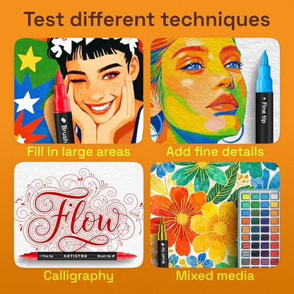 Dual Tip Acrylic Paint Marker Pens for Drawing (5 Count)