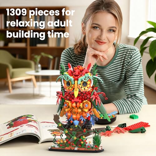 Flower Owl Animal Building Toy for Adults