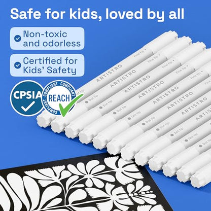 White Dual Tip Acrylic Paint Marker Pens (12 Count)