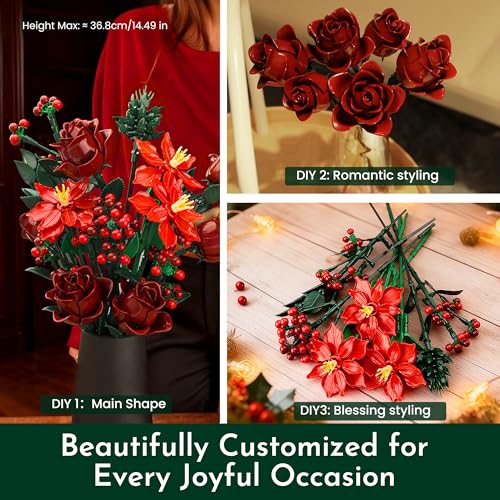 Rose Flower Bouquet Building Set for Adults