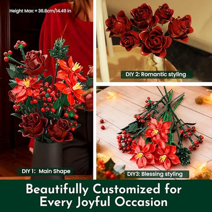 Rose Flower Bouquet Building Set for Adults