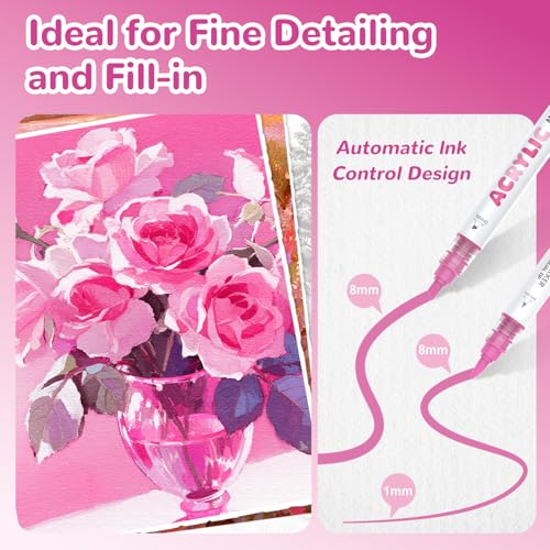 12 Pink Dual Tip Acrylic Paint Markers (12 Count)