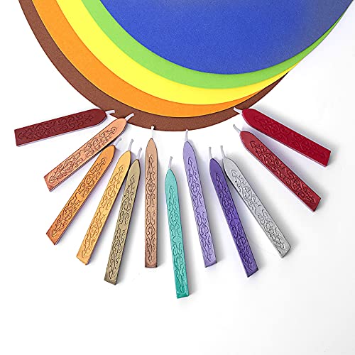 12 Pack Embossed Pattern Wick Sealing Wax Sticks for Wax Seal Stamp (12 Count)