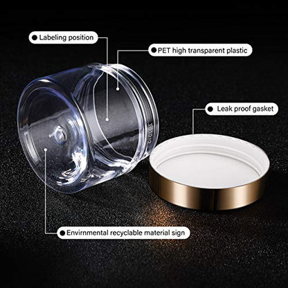 12 Pack Plastic Container Jars with Lids Round Clear Travel Cosmetic Container Jars for Toiletries (12 Count)