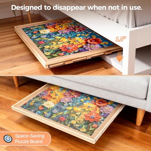 1000 Piece Rotating Puzzle Board with 4 Drawers 20.94"x28.74"Portable Wooden Jigsaw Puzzle Table for Adults (1000 Count)