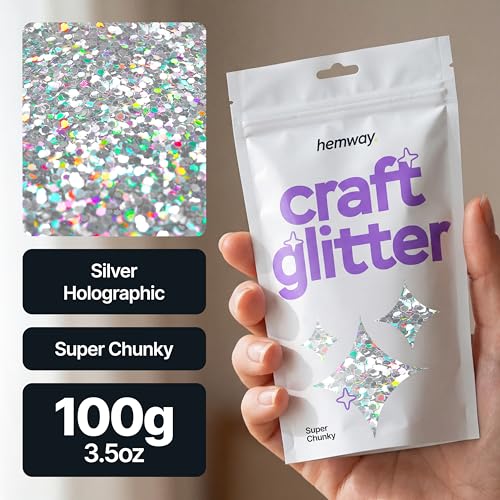 Craft Glitter Silver Holographic 100g Super Chunky Glitter (3.5 Ounce)