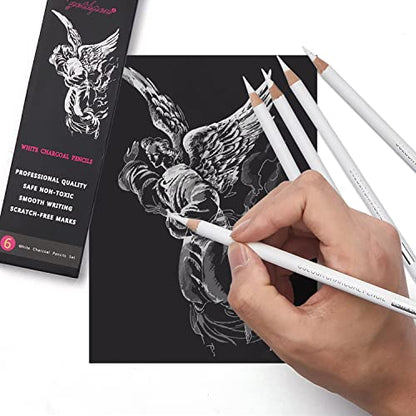 White Charcoal Pencils Set (6 Count)