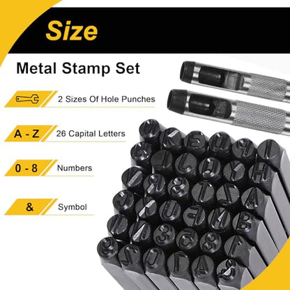 36 Pack 1/2-Inch Metal Stamping Kit Steel Letter Stamp Set