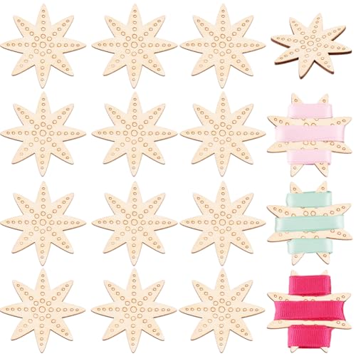 20pcs Embroidery Thread Organizer 2 inch Sewing Thread Winder Wood Bobbins Card Thread Storage Floss Keeper Starfish Shape Thread Holder for Sewing Projects Crochet Needlework Tool