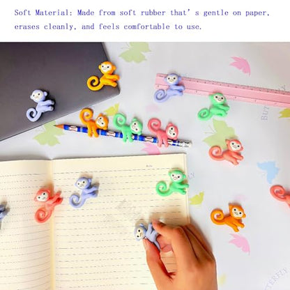 50PCS Cute Fun Monkey Top Erasers for Kids Bulk (50 Count)