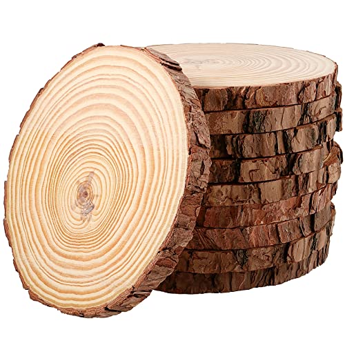 10 PCS 6.7 7 Inches Natural Unfinished Wood Slices (10 Count)