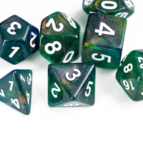 7 Die DND Dice Set Polyhedral Dice Set with a Leather Dice Bag (7 Count)