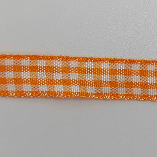 Orange Gingham Plaid Checked Ribbon 25 Yard Each Roll 100% Polyester (75 Foot)