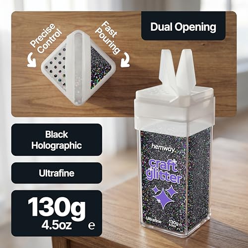 Craft Glitter Shaker Black Holographic 130g Ultrafine (4.5 Ounce)