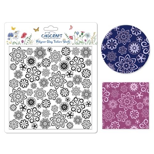 Lace Flowers Polymer Clay Texture Sheets Geometric Flowers Silicone Texture Stamp Clay Texture Mat Modeling Pattern Pad Texture Sheets for Jewelry and Clay Earrings Tools