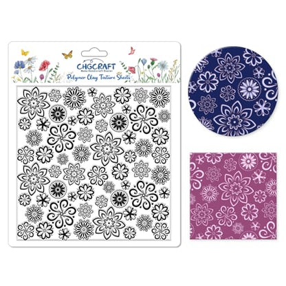 Lace Flowers Polymer Clay Texture Sheets Geometric Flowers Silicone Texture Stamp Clay Texture Mat Modeling Pattern Pad Texture Sheets for Jewelry and Clay Earrings Tools
