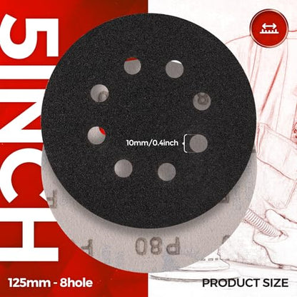 100PCS 5 Inch Sanding Discs 80 Grit Random Orbit Sander Sandpaper (100 Count)