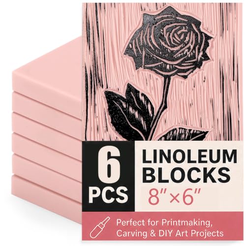 6 PCS 8"x6" Soft Linoleum Blocks for Printmaking & Stamp Making (6 Count)