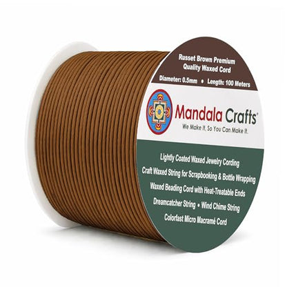 0.5mm Russet Brown Cotton Waxed Cord for Jewelry Making (327 Foot)