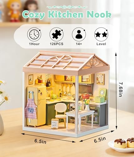 Cozy Modern Kitchen DIY Miniature House Kit for Adults