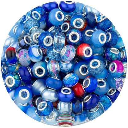 Blue Mix Large Hole Beads (100 Count)
