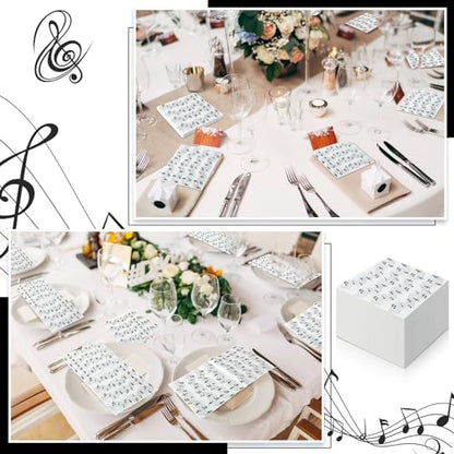60 Pcs Music Note Cocktail Paper Napkins 6.5 x 6.5 Inches