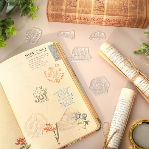 5 Sheets Bible Verse Clear Stamps Christian Jesus Silicone Transparent Stamps Greeting Words Border Stamp Cards for DIY Card Making Scrapbooking Embossing Album Decor (5 Count)