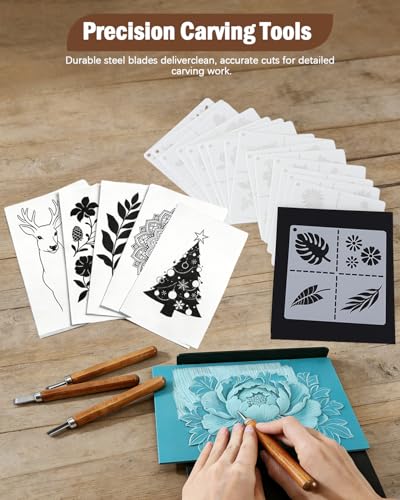 38Pcs Linocut Kit with 12 Carving Tools