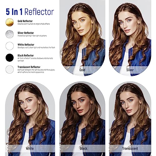 12 Inch 30 Centimeter Light Reflector Light Diffuser 5 in 1 Collapsible Multi Disc with Bag