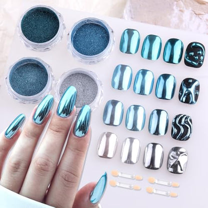 4 Colors Chrome Nail Powder Set