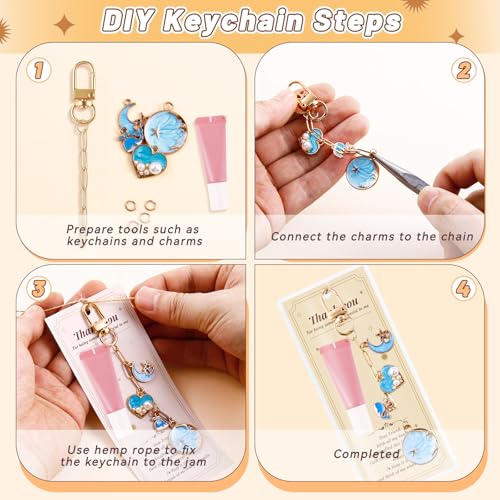 24 Set Lip Gloss Keychain Making Kit with Gift Packaging Supplies (24 Count)