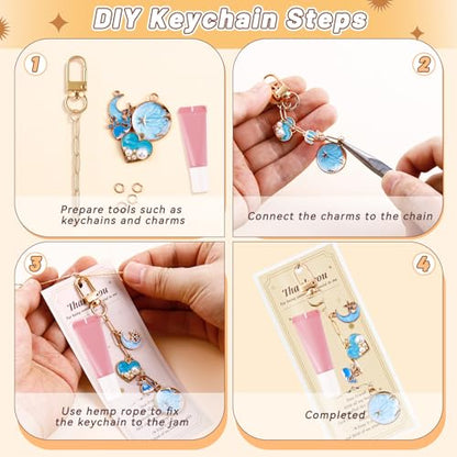 24 Set Lip Gloss Keychain Making Kit with Gift Packaging Supplies (24 Count)