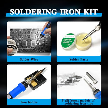 908D Blue 80W Adjustable Temperature Soldering Iron Kit