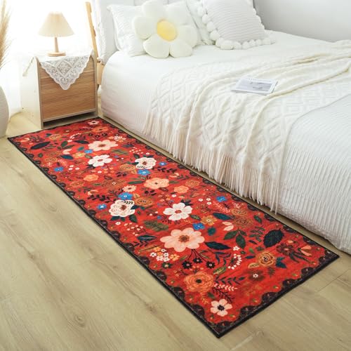 Runner Rug for Hallways Kitchen Rug Non Slip 2'x 6' Washable Runner Rugs with Rubber Backing Soft Floral Carpet Runner for Hallways