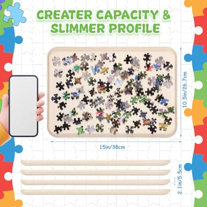 8 Pcs 15'' x 10.5' Extra Large Puzzle Sorting Trays Stackable Puzzle Trays for Sorting Piece Sorter Jigsaw Storage Accessory for 2000 (8 Count)