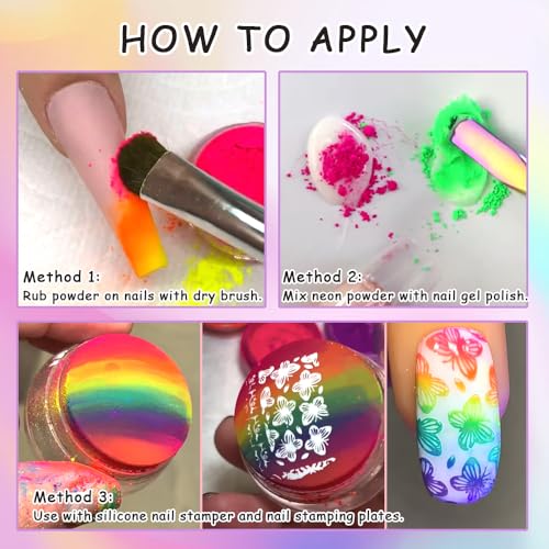 13 Colors Neon Phosphor Nail Pigment Powder Set (2.52 Ounce)