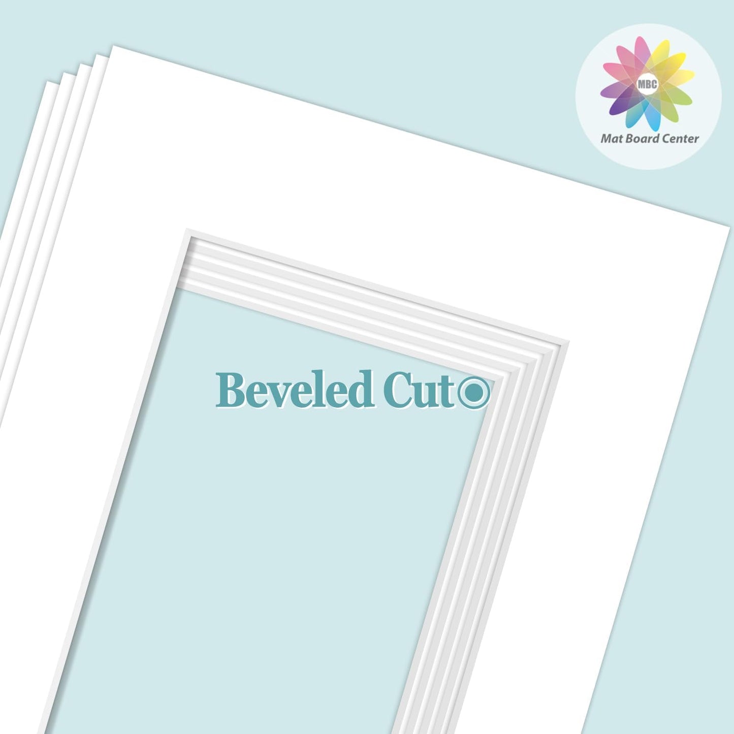 MBC Mat Board Center, 5 Pack 8.5X11 for 5X7 White Picture Mats Frame Mattes, Bevel Cut, Acid Free, 4-Ply Thickness