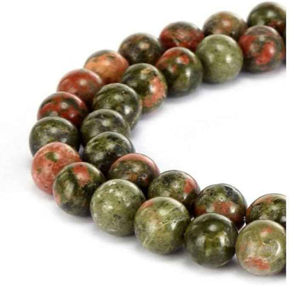 180pcs Adabele Natural Unakite Jasper Healing Gemstone 4mm (0.16 inch) Small Round Beads Gem Stone Spacer for Craft Jewelry Making GF18-4