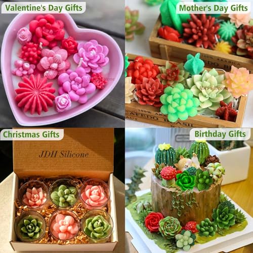 7 Cavity Succulent Candle Molds for Wax Soap Resin Fondant Baking Decor (7 Count)