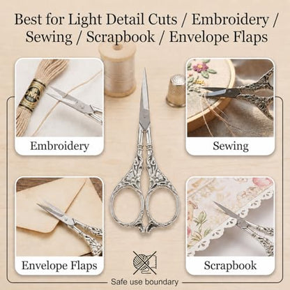 Vintage European Style Scissors Stainless Steel for Cross Stitch Cutting Embroidery Sewing Handcraft Craft Art Work DIY Tool