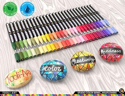 28 Wildflower Colors Acrylic Paint Pens Studio Color Series Markers Set 0.7mm Extra Fine Tip (28 Count)