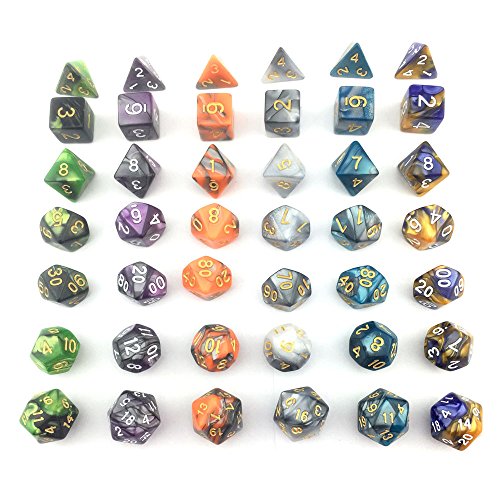 Double Colors Polyhedral Dice Sets with Pouches for D&D DND RPG MTG Dungeon and Dragons Table Board Roll Playing Games D4 D6 D8 D10 D% D12 D20